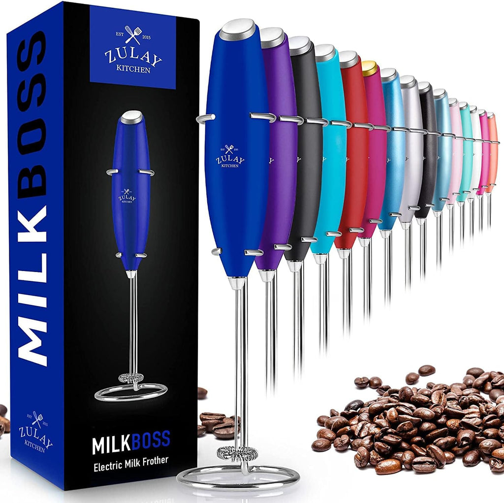 Powerful Milk Frother for Coffee with Upgraded Titanium Motor - Handheld Electric Whisk, Milk Foamer, Mini Mixer & Coffee Blender for Frappe, Latte, Matcha, No Stand - Mighty Blue
