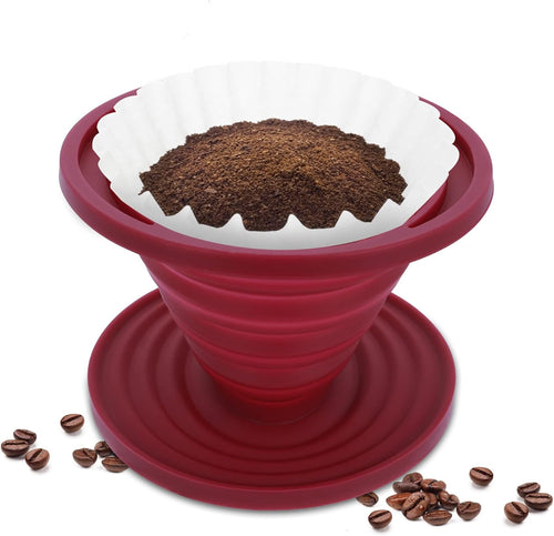Pour over Coffee Dripper Foldable Travel Pour over Coffee Maker | Portable Camping Coffee Maker Reusable Silicone Pour over Coffee Filter for Backpacking Camping Home Office