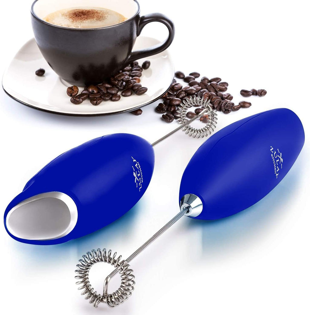 Powerful Milk Frother for Coffee with Upgraded Titanium Motor - Handheld Electric Whisk, Milk Foamer, Mini Mixer & Coffee Blender for Frappe, Latte, Matcha, No Stand - Mighty Blue