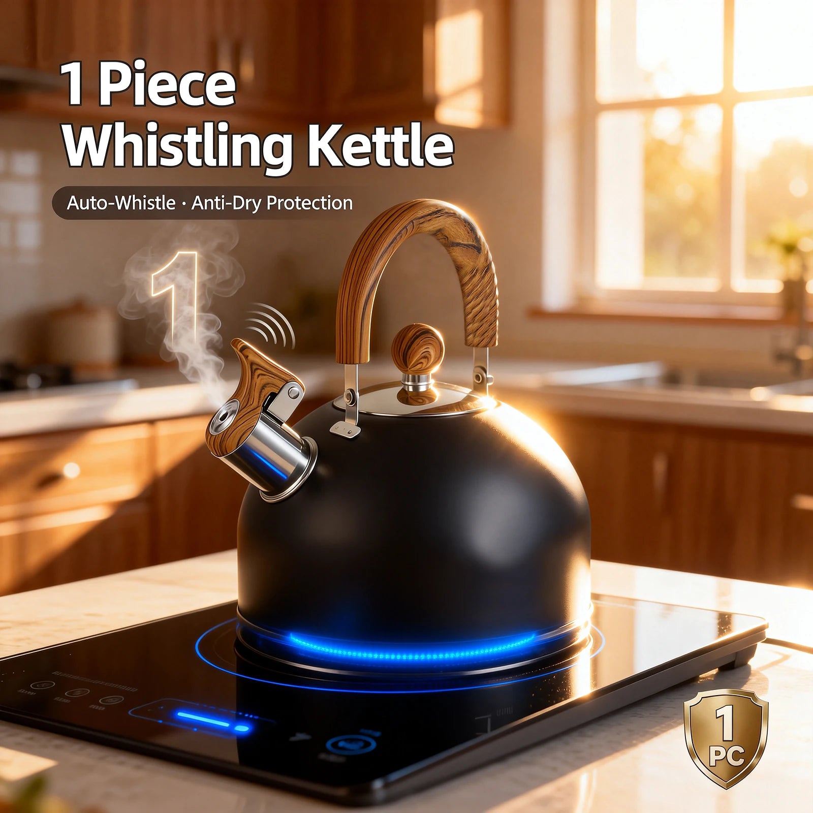 stovetop whistling kettle 2L brushed stainless — angle 1
