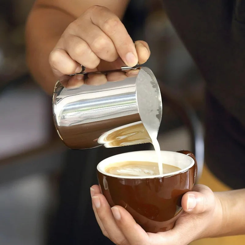 milk pitcher 12oz brushed stainless — angle 5