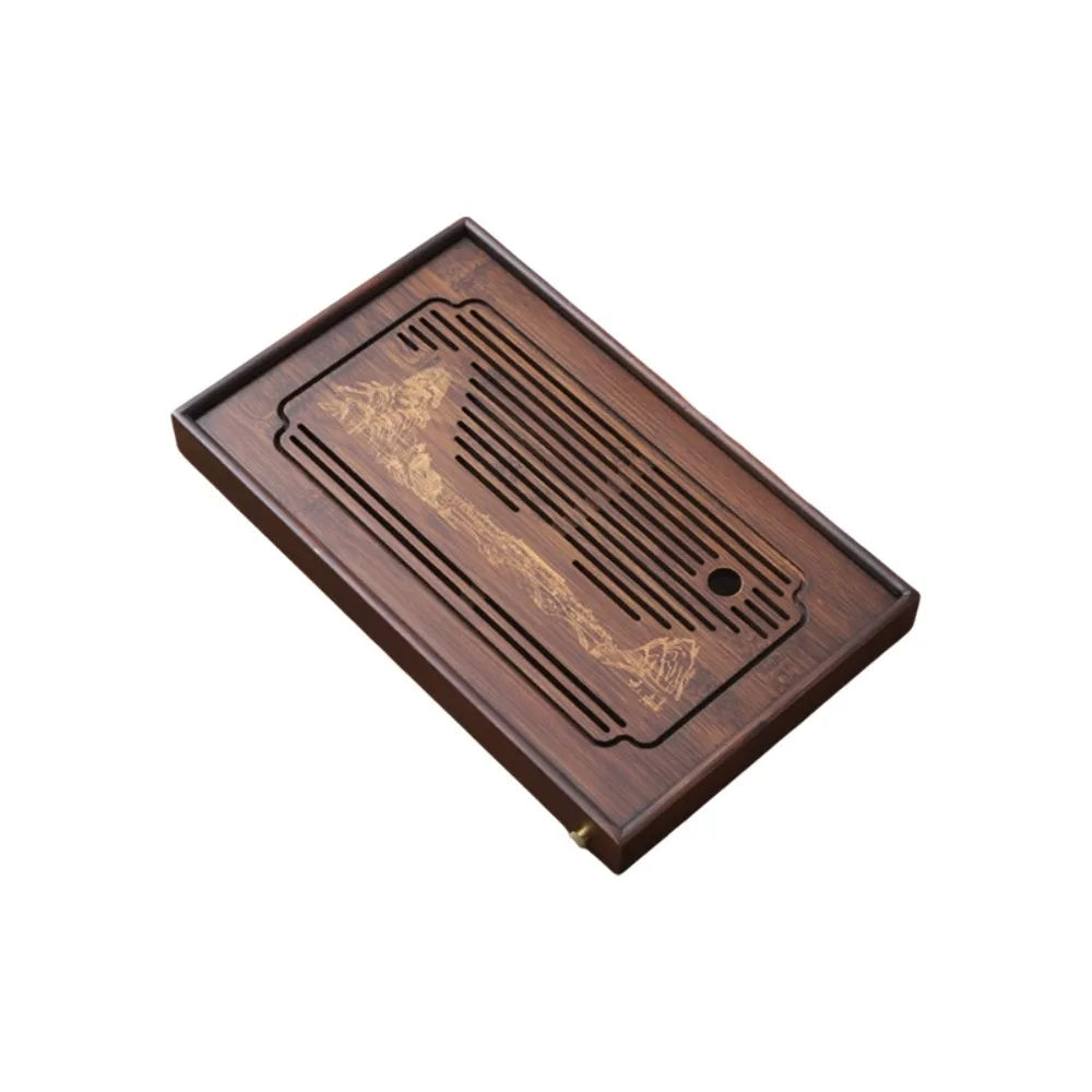 bamboo tea tray gongfu drain — angle 3