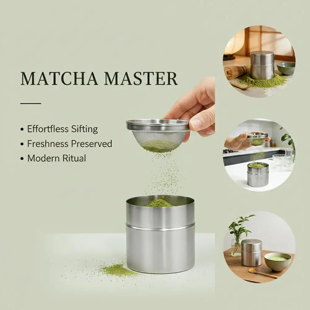 matcha storage canister stainless 100g — angle 4