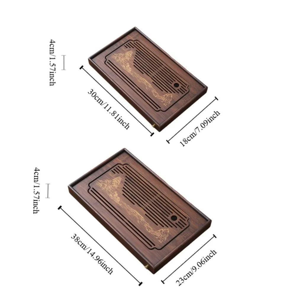 bamboo tea tray gongfu drain — angle 2