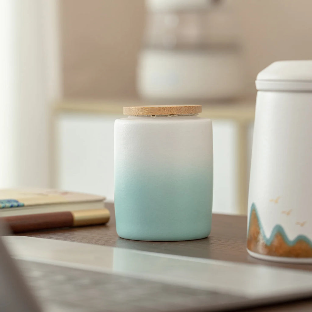 ceramic tea caddy stoneware airtight — angle 4