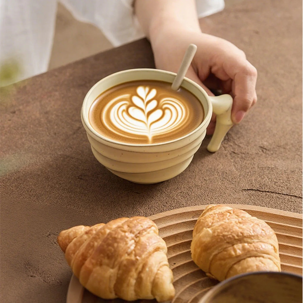 latte cup and saucer matte stoneware — angle 1