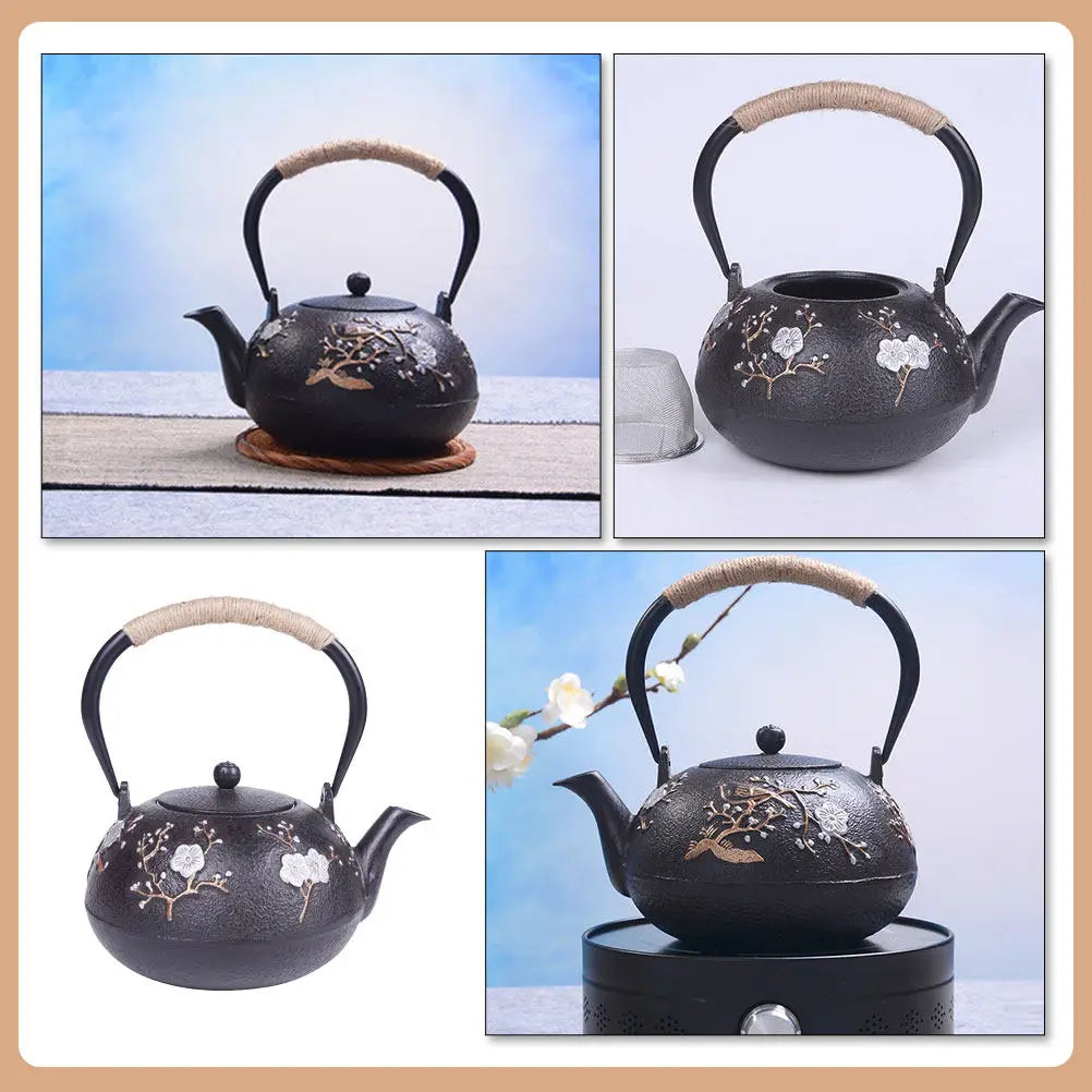 cast iron teapot tetsubin matte black 22oz — angle 3