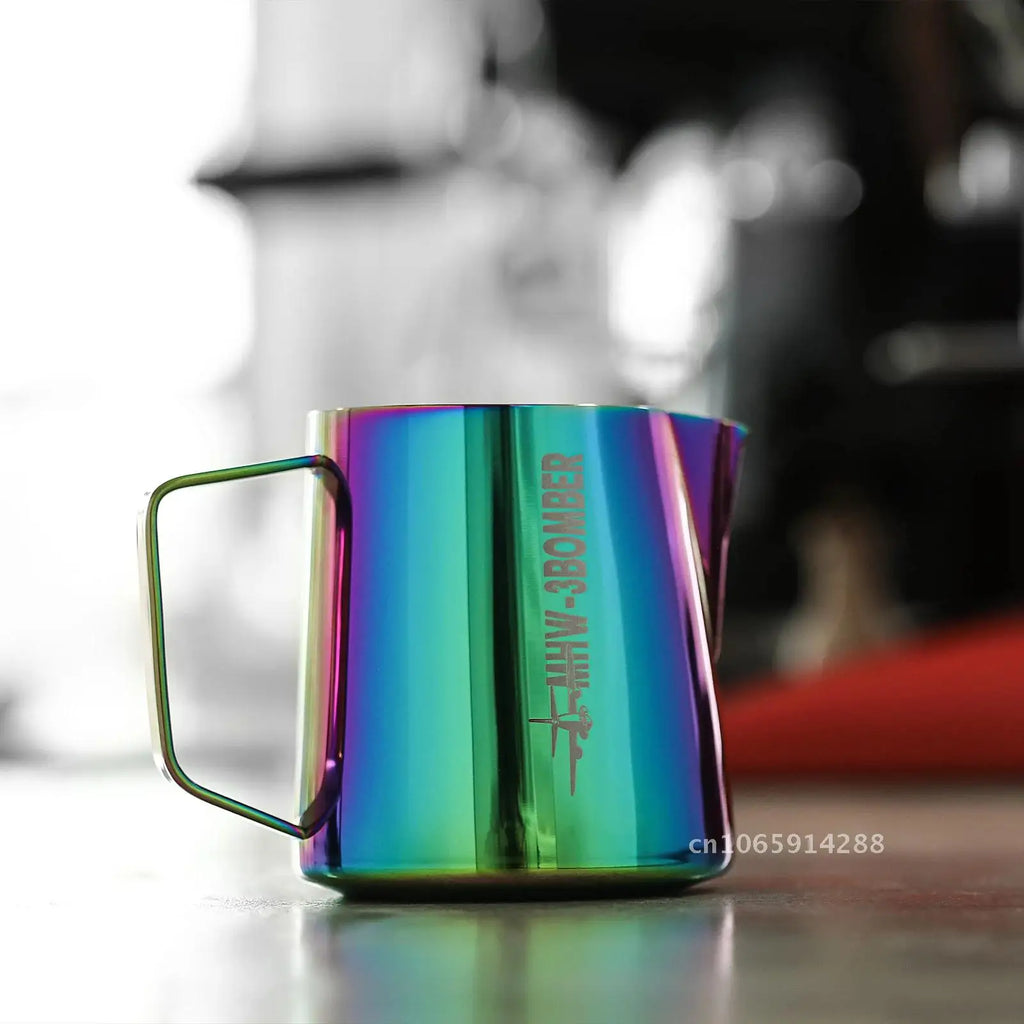 milk frothing pitcher 500ml brushed stainless — angle 2