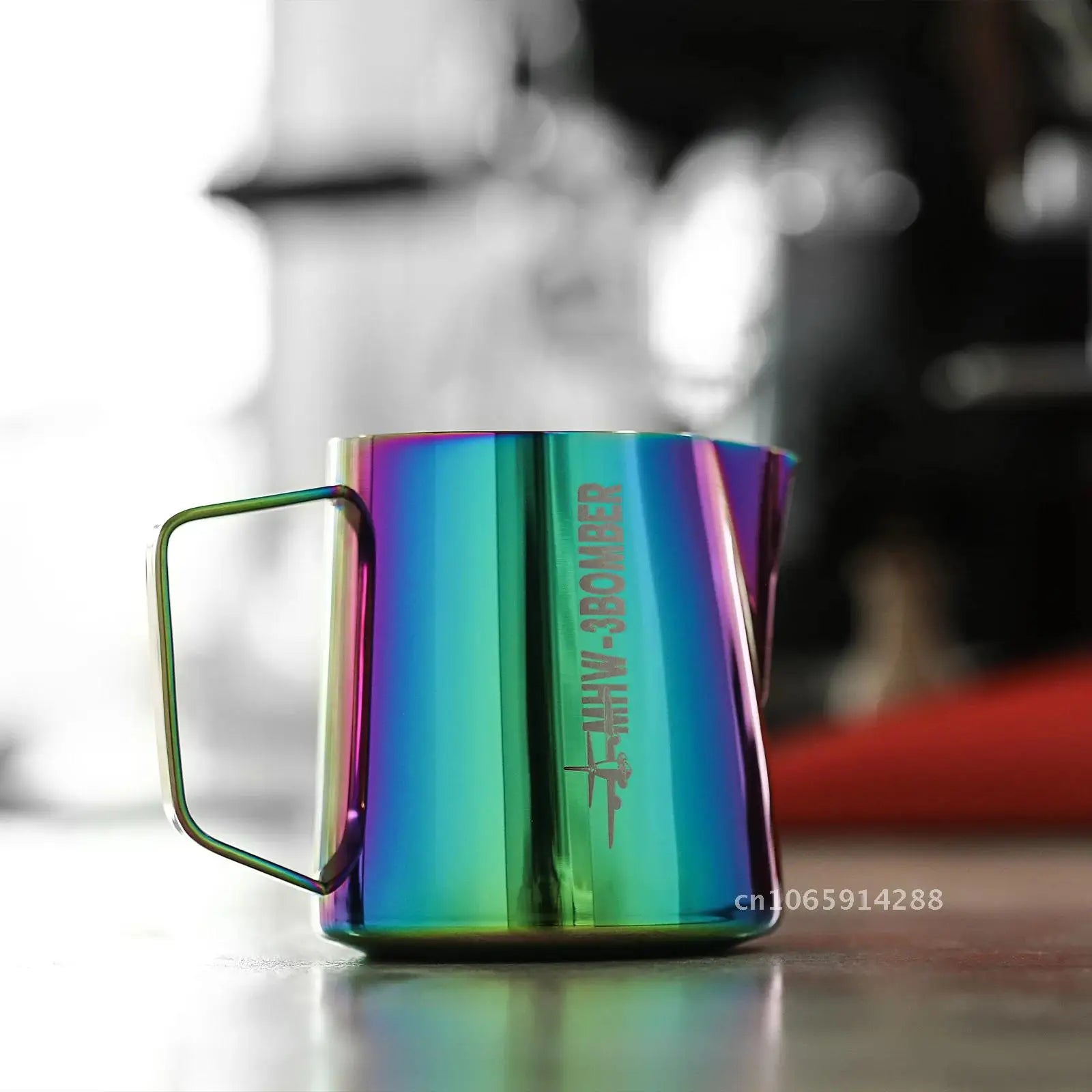 milk frothing pitcher 500ml brushed stainless — angle 2