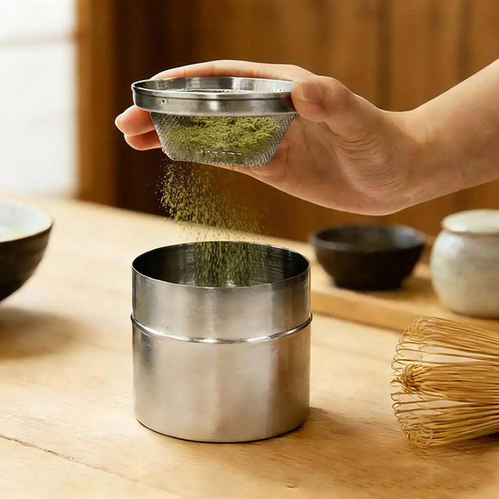 matcha storage canister stainless 100g — angle 2