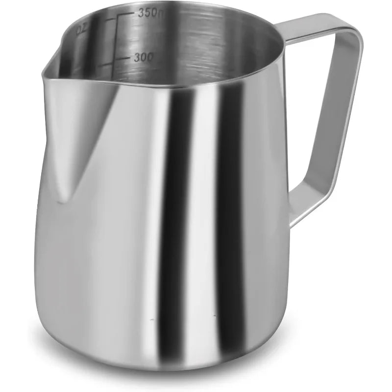 milk pitcher 12oz brushed stainless — angle 1
