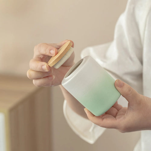 ceramic tea caddy stoneware airtight — angle 2