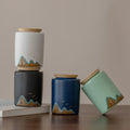 ceramic tea caddy stoneware airtight — angle 1