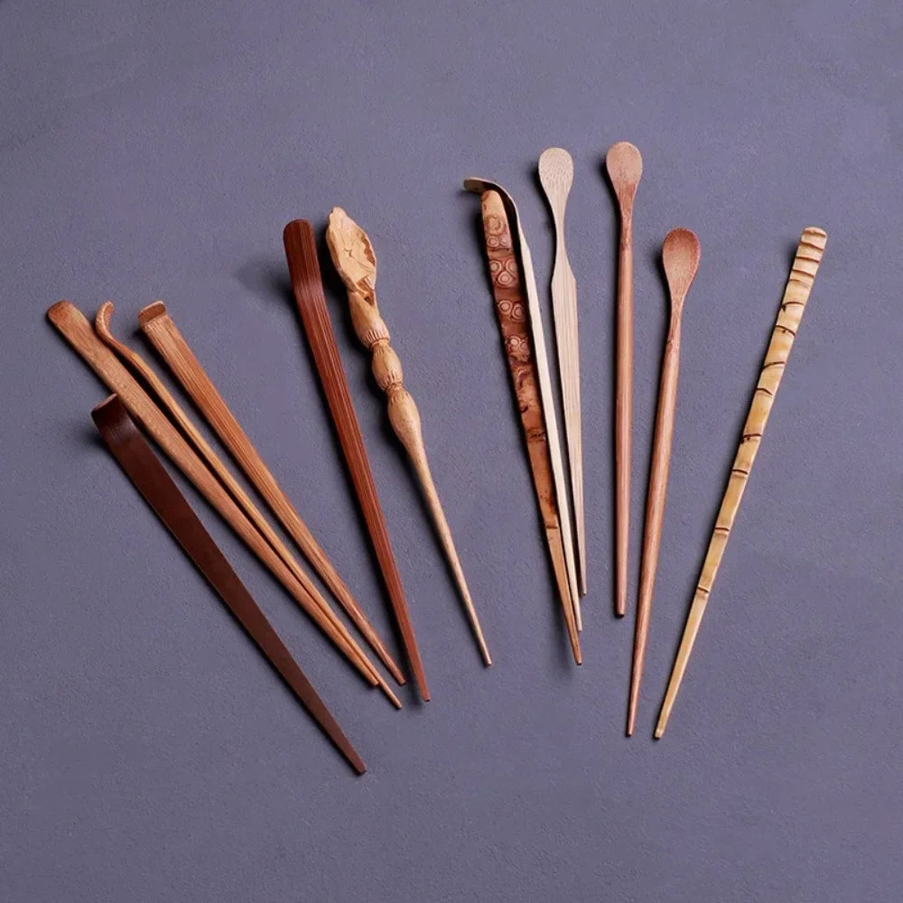 Bamboo chashaku scoop — angle 3