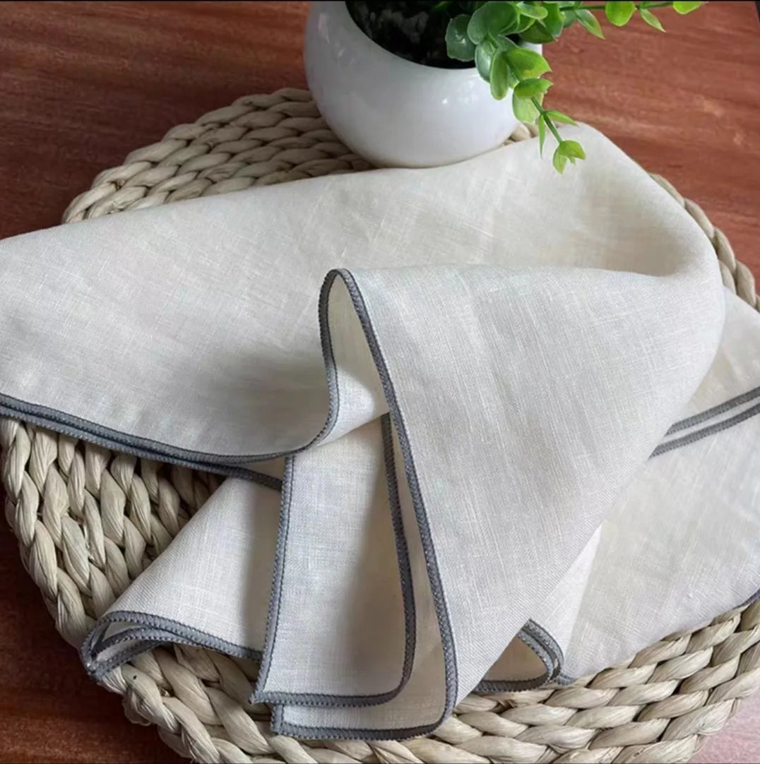 linen tea towels natural hemmed — angle 1