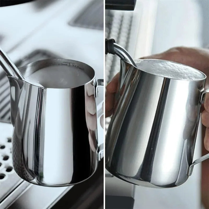 milk pitcher 12oz brushed stainless — angle 4