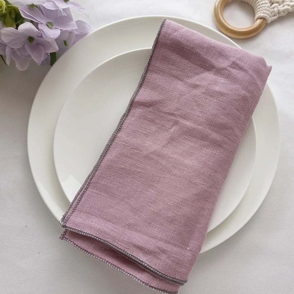 linen tea towels natural hemmed — angle 4