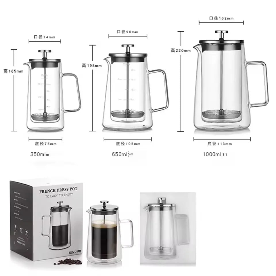 french press double-wall borosilicate 34oz — angle 3