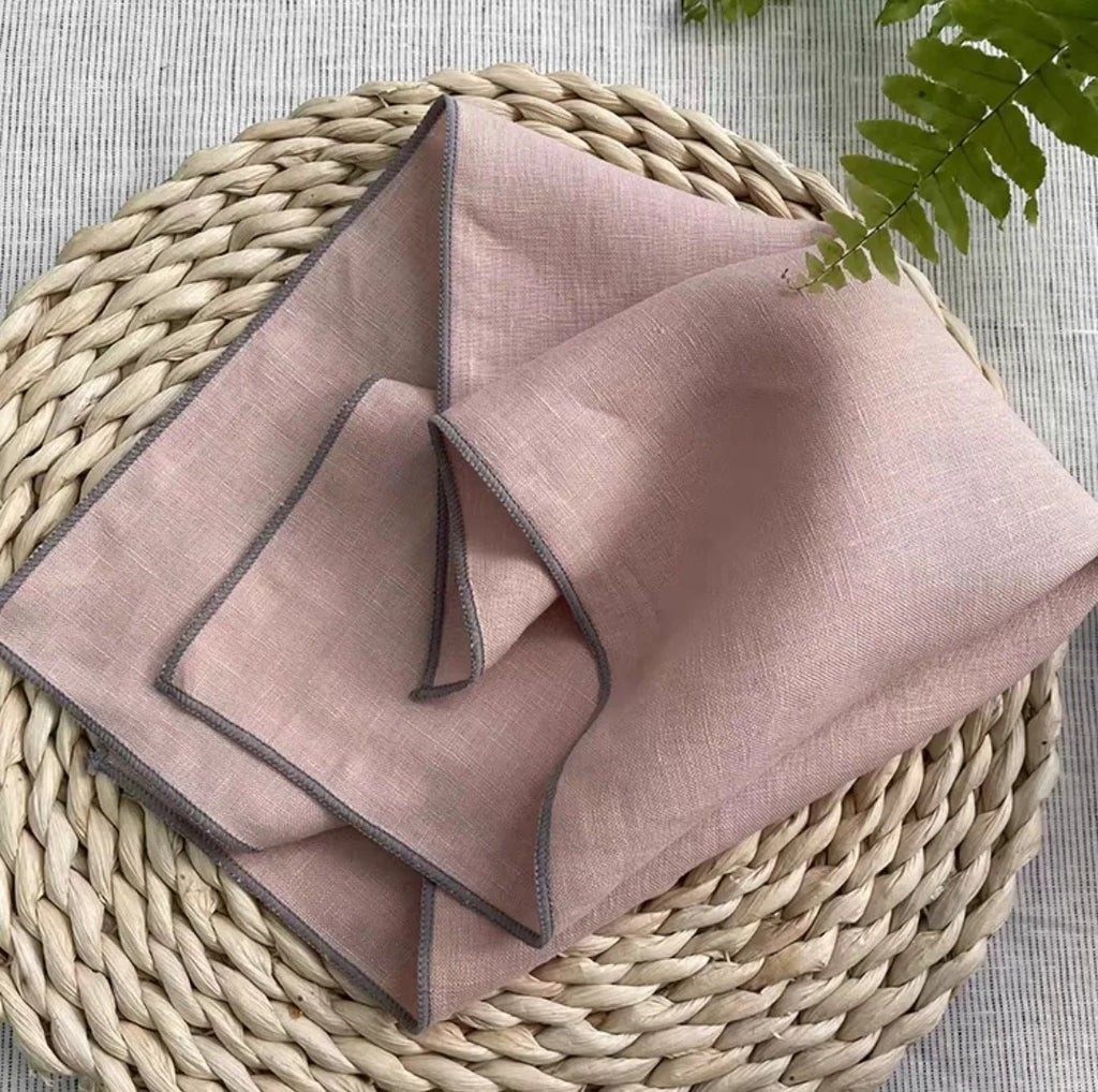linen tea towels natural hemmed — angle 2