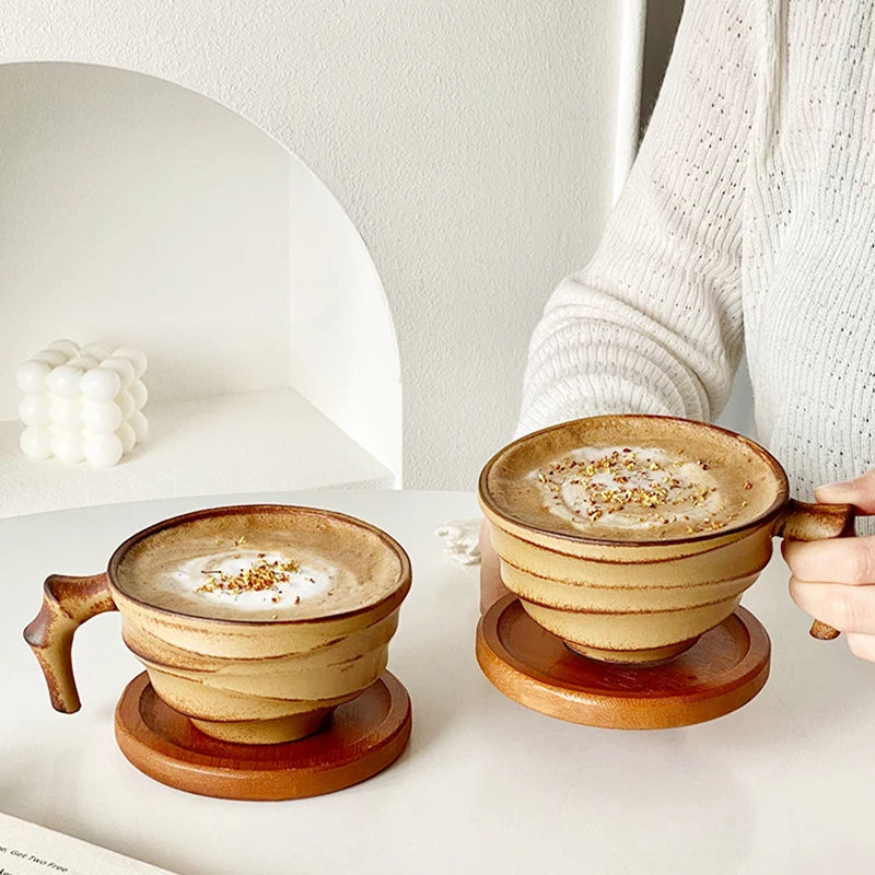 latte cup and saucer matte stoneware — angle 5
