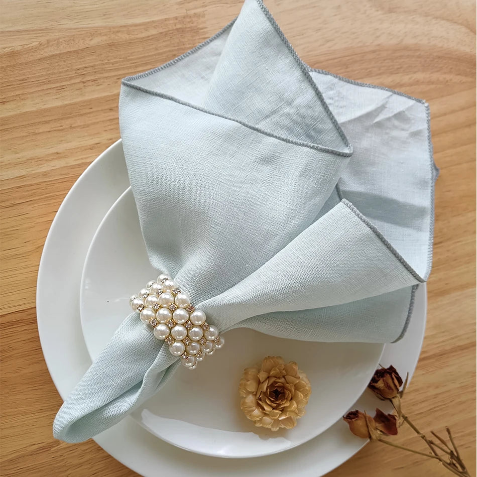 linen tea towels natural hemmed — angle 5