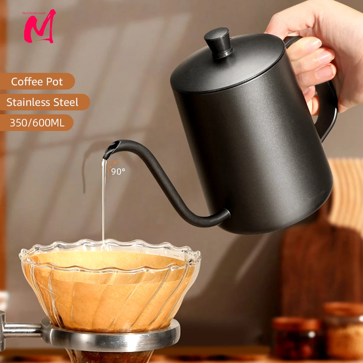 gooseneck pour-over kettle 600ml — angle 1