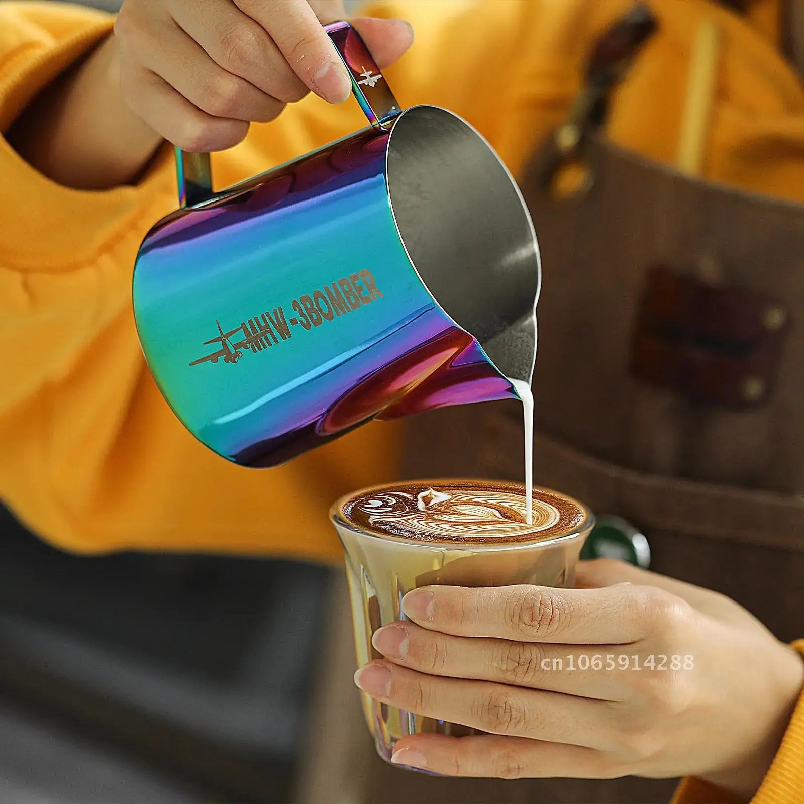 milk frothing pitcher 500ml brushed stainless — angle 5