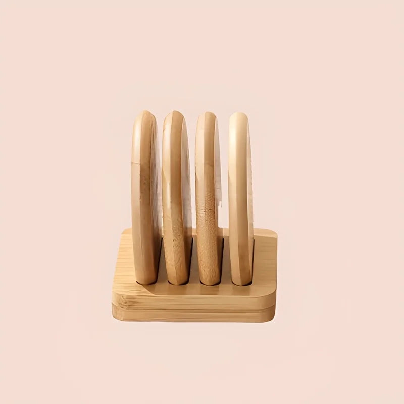 bamboo coasters set with holder — angle 3