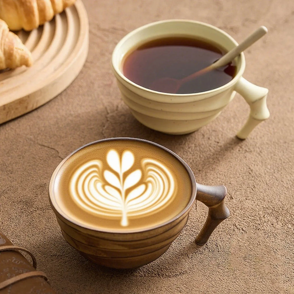 latte cup and saucer matte stoneware — angle 3