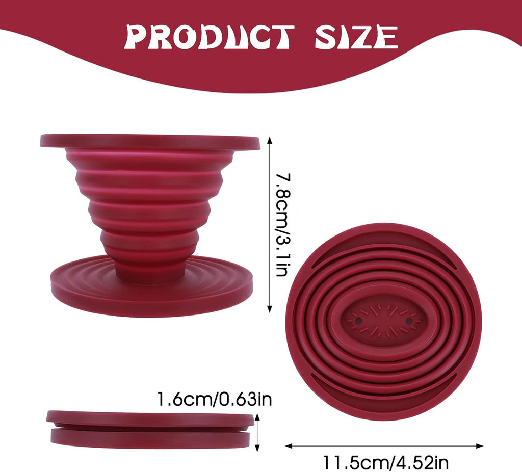 Pour over Coffee Dripper Foldable Travel Pour over Coffee Maker | Portable Camping Coffee Maker Reusable Silicone Pour over Coffee Filter for Backpacking Camping Home Office