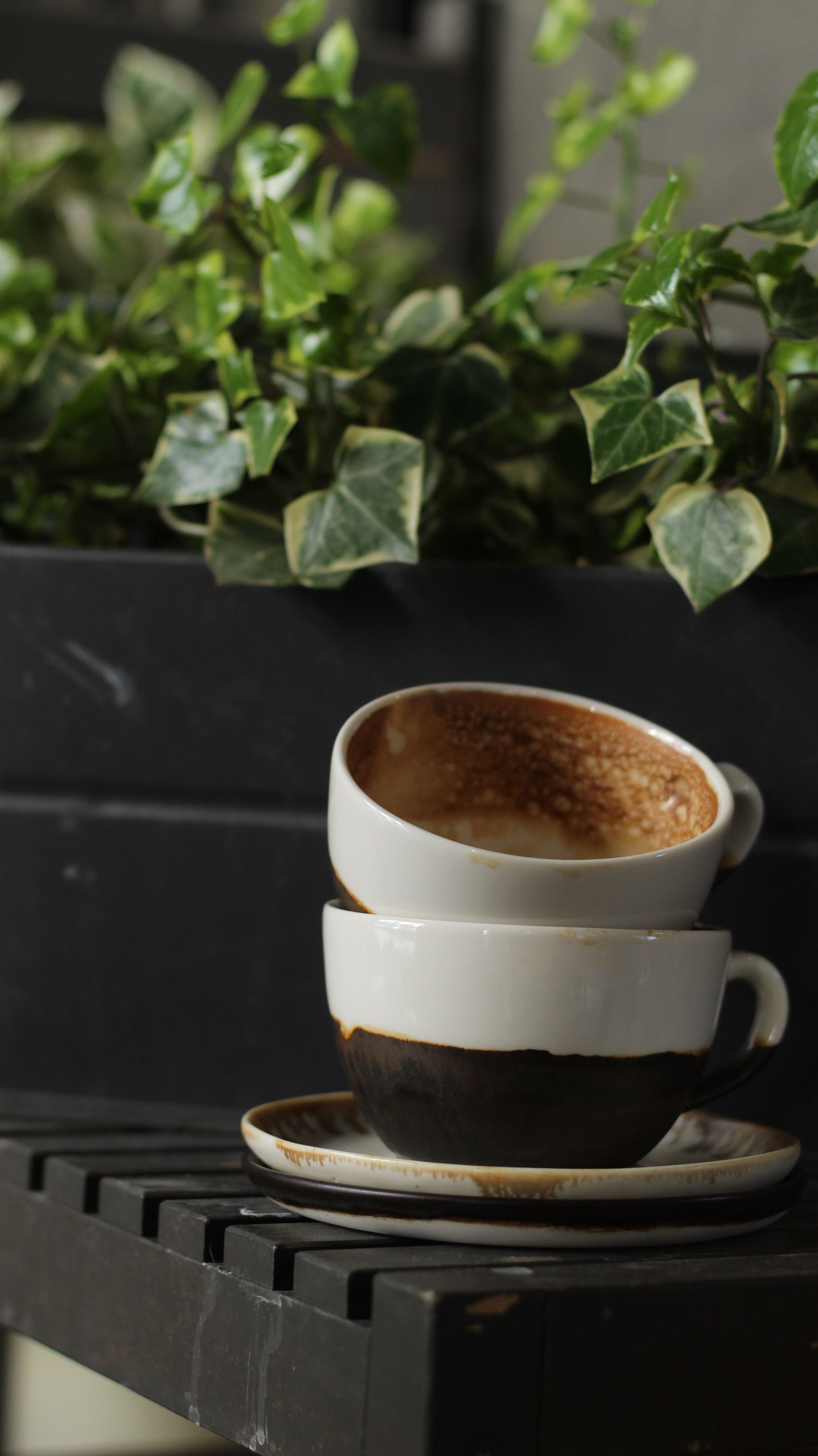 latte cup and saucer set, matte stoneware 8oz