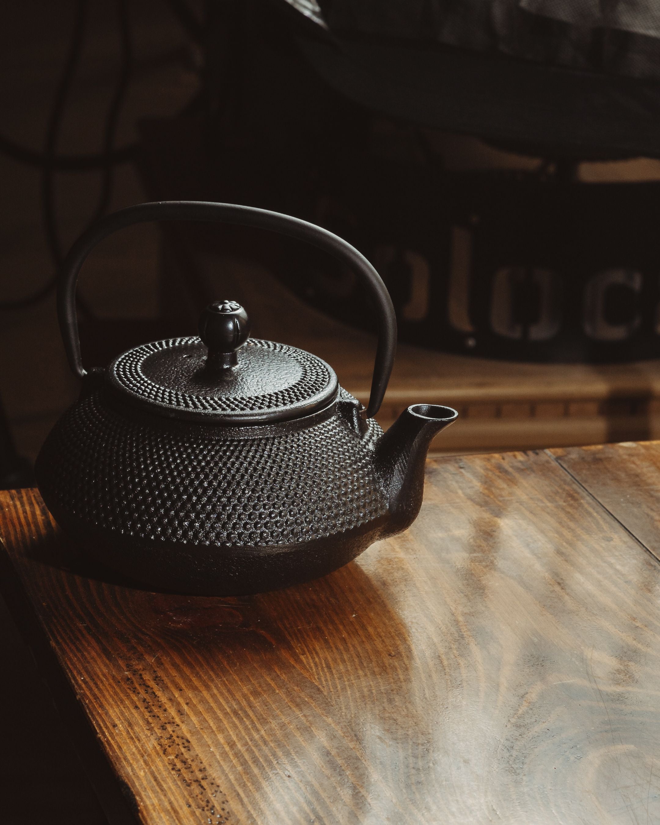 Cast iron teapot — angle 1