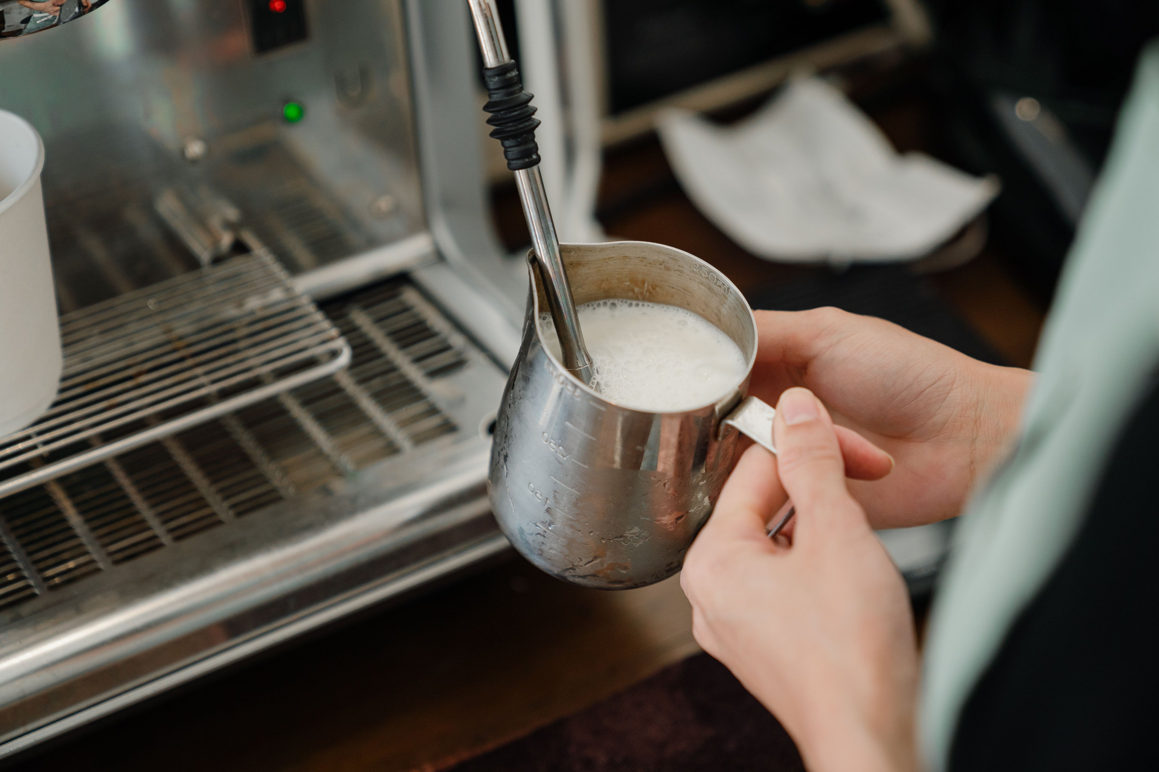 Milk pitcher brushed — angle 1
