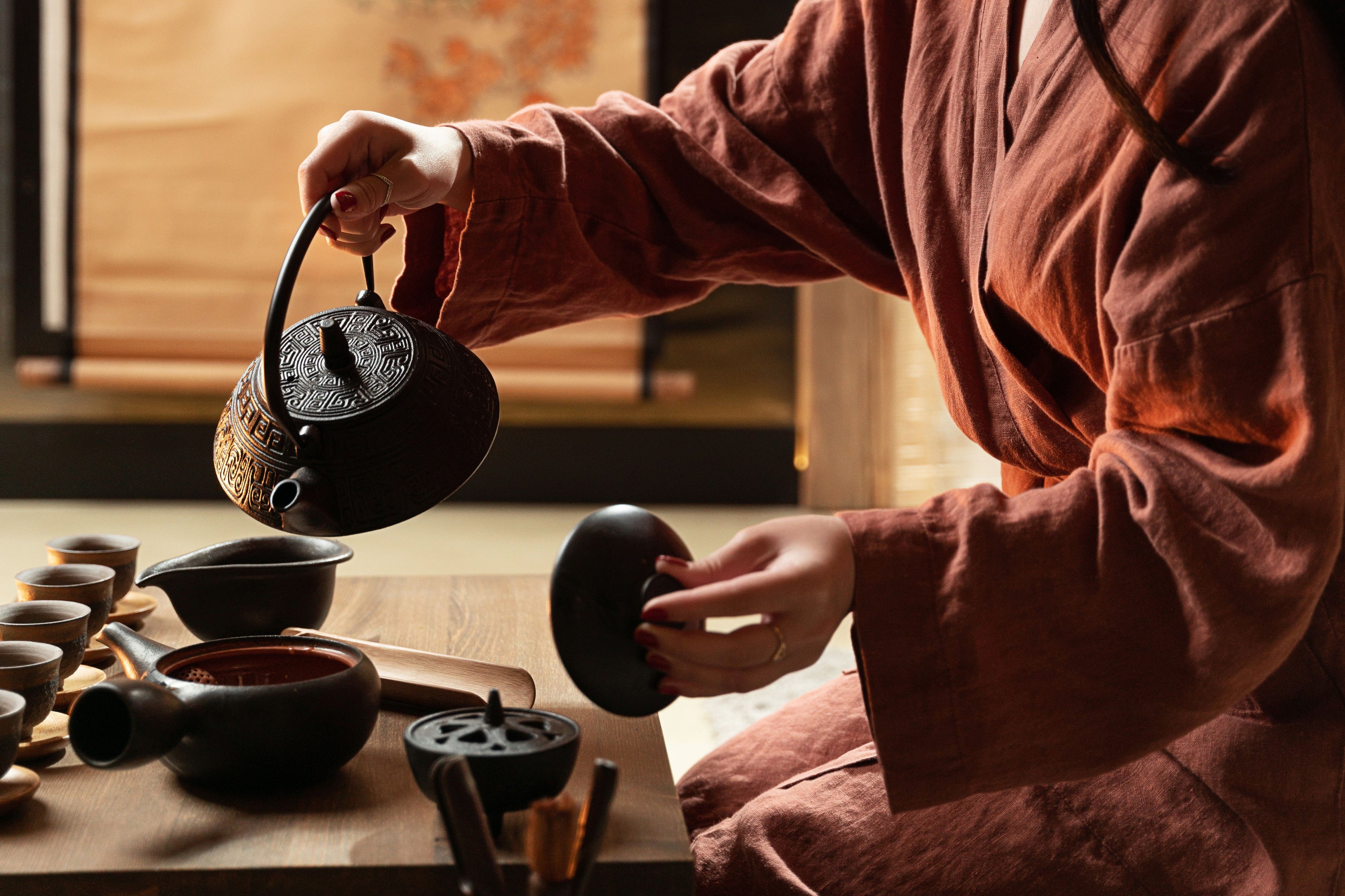 Iron kyusu pourer — angle 1